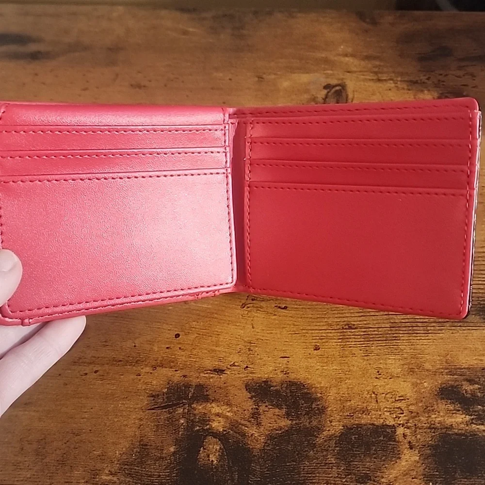 Red Men's Wallet Anti-theft Slim Wallet And Card Holder- With 2 ID Window Fasion